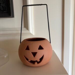 5 Clay Pumpkin Tealight Candle Holders